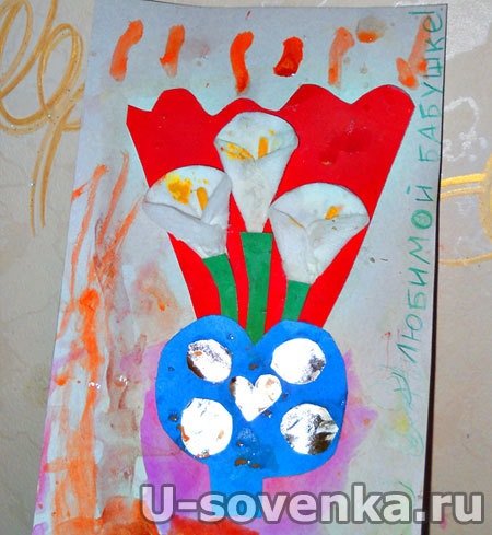 Поделка из картона, ватных дисков и пр. - Каллы в подарок
