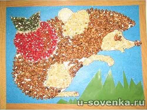 Ежик - аппликация из крупы Ежик - аппликация из крупы