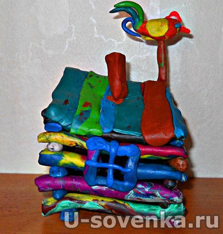 поделка из пластилина избушка